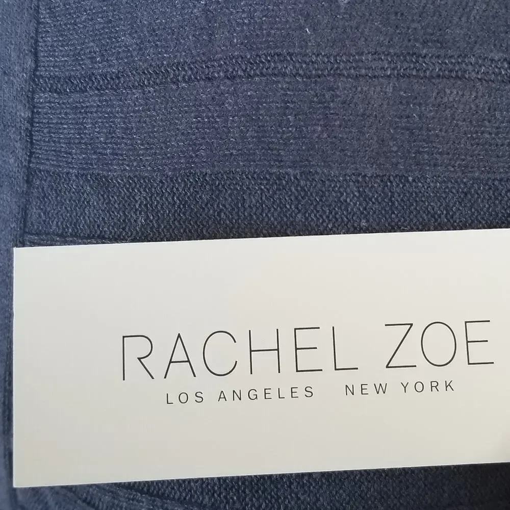Rachel Zoe Cardigan Womens XS Blue Linen Blend Button Front Short Sleeve NWT